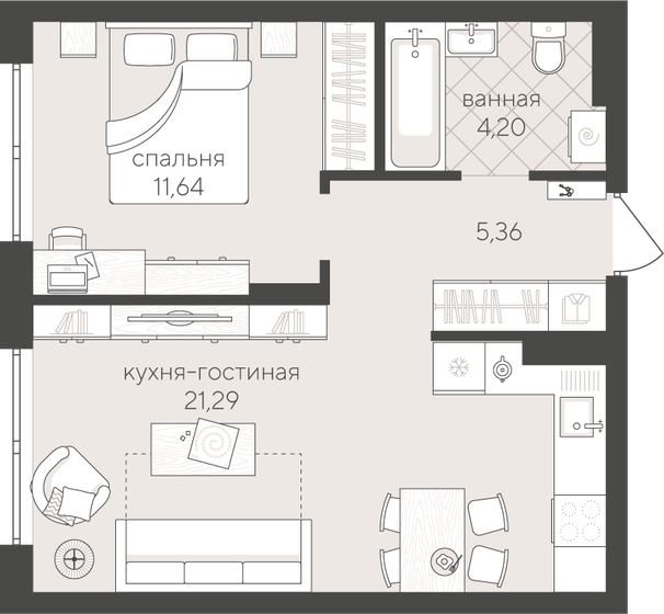 39,2 м², 1-комнатная квартира 6 400 000 ₽ - изображение 82