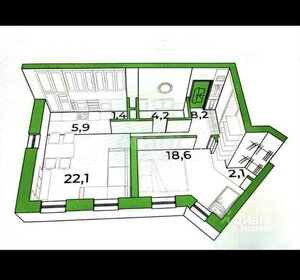 Квартира 62,5 м², 1-комнатная - изображение 2
