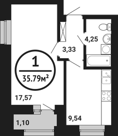 Квартира 35,8 м², 1-комнатная - изображение 1