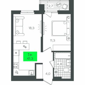 Квартира 41,3 м², 1-комнатная - изображение 1