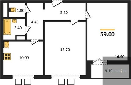 59,2 м², 2-комнатная квартира 7 000 000 ₽ - изображение 45