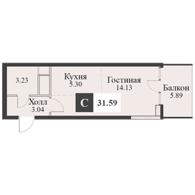 Квартира 31,6 м², студия - изображение 1