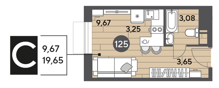 Квартира 19,7 м², студия - изображение 1