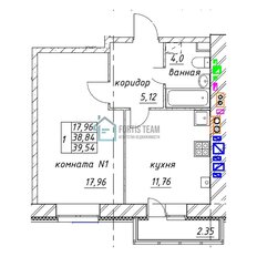 Квартира 39,5 м², 1-комнатная - изображение 1