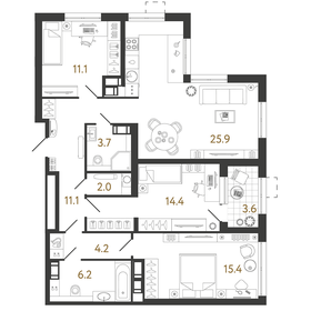 99,6 м², 3-комнатная квартира 27 950 020 ₽ - изображение 25