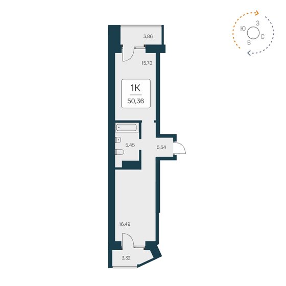 50,4 м², 1-комнатная квартира 9 150 000 ₽ - изображение 1