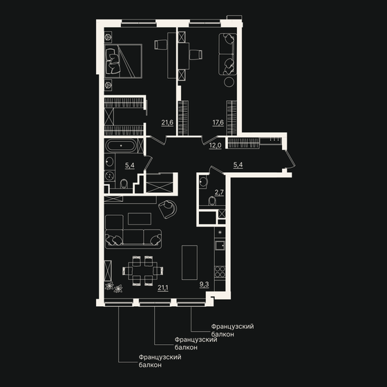 95,2 м², 3-комнатная квартира 21 172 536 ₽ - изображение 1