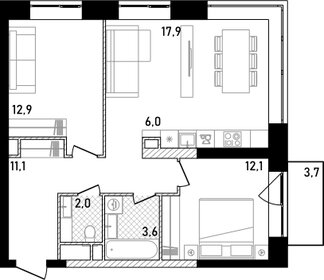 53,6 м², 2-комнатная квартира 31 300 000 ₽ - изображение 108