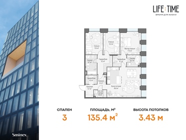 134,3 м², 4-комнатная квартира 100 930 000 ₽ - изображение 93