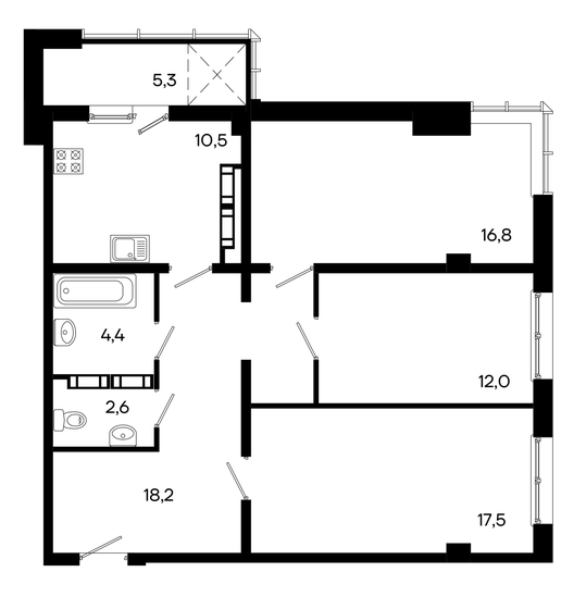 87,3 м², 3-комнатная квартира 13 531 500 ₽ - изображение 1