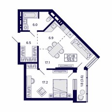 Квартира 55,5 м², 2-комнатная - изображение 2