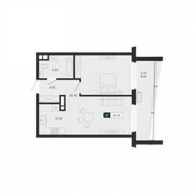 Квартира 43,3 м², 2-комнатная - изображение 1