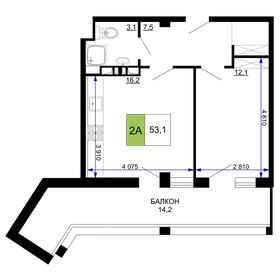 Квартира 53,1 м², 2-комнатные - изображение 1