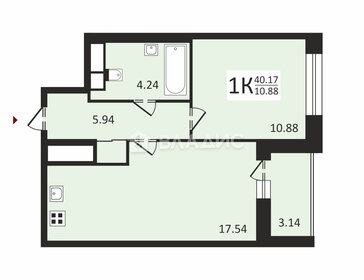 Квартира 40,2 м², 1-комнатная - изображение 1