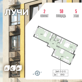 56,8 м², 2-комнатная квартира 21 300 000 ₽ - изображение 87