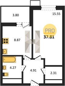 Квартира 37,8 м², 1-комнатная - изображение 1