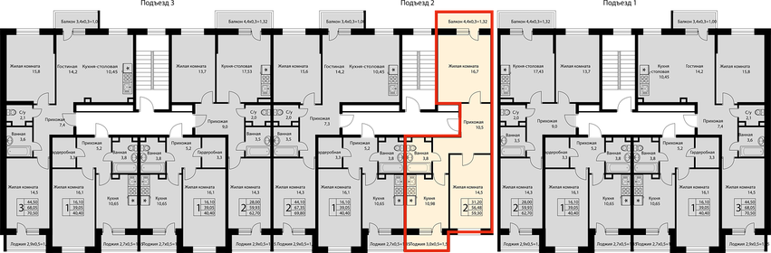 58,8 м², 2-комнатная квартира 6 468 000 ₽ - изображение 9