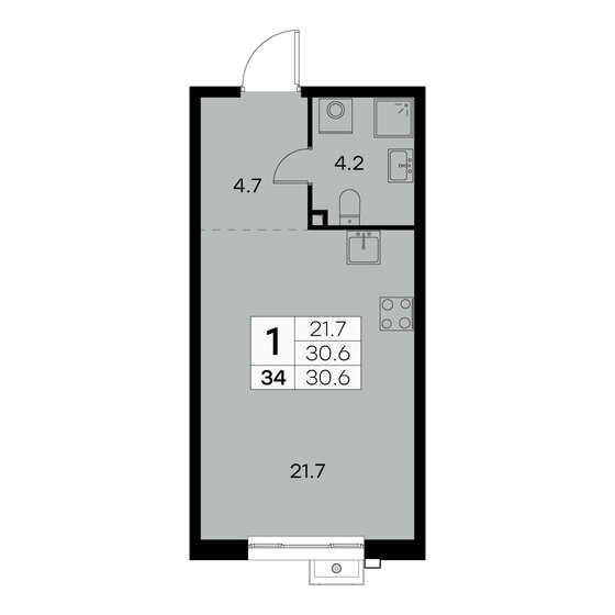 30,6 м², 1-комнатная квартира 8 736 912 ₽ - изображение 46