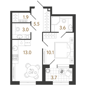 46 м², 2-комнатная квартира 7 400 000 ₽ - изображение 109