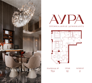 Квартира 71,6 м², 2-комнатная - изображение 1