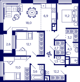 82 м², 3-комнатная квартира 10 100 000 ₽ - изображение 81