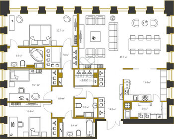 Квартира 173 м², 3-комнатная - изображение 1