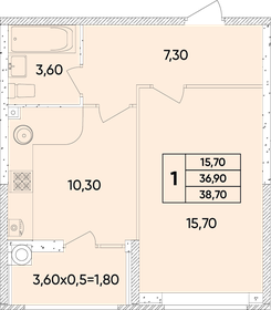 38,8 м², 1-комнатная квартира 4 877 160 ₽ - изображение 38