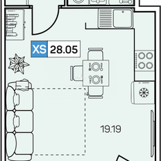 Квартира 28,1 м², 1-комнатная - изображение 1