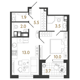 35,9 м², 1-комнатная квартира 12 703 872 ₽ - изображение 23