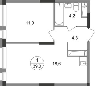 Квартира 39 м², 1-комнатная - изображение 1