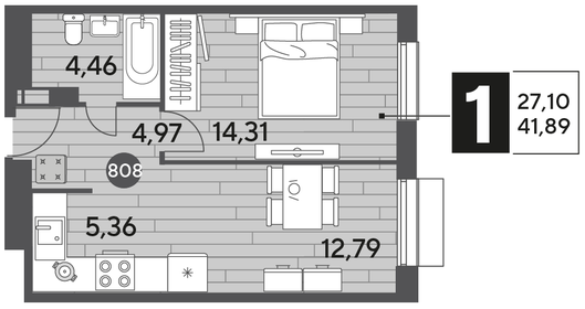 40 м², 1-комнатная квартира 6 700 000 ₽ - изображение 78