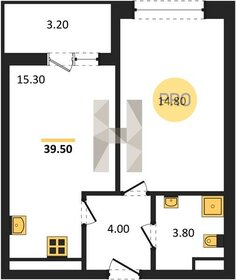 Квартира 39,5 м², 1-комнатная - изображение 1