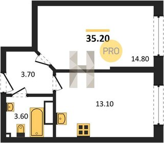 Квартира 35,2 м², 1-комнатная - изображение 1