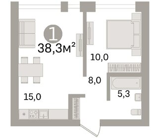 Квартира 38,3 м², 1-комнатная - изображение 1