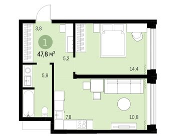 Квартира 47,8 м², 1-комнатная - изображение 4