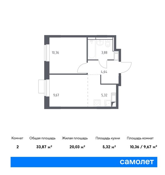 33,9 м², 1-комнатная квартира 7 058 438 ₽ - изображение 1