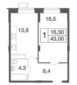 45 м², 1-комнатная квартира 6 700 000 ₽ - изображение 33