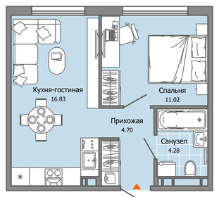 Квартира 37 м², 2-комнатная - изображение 1