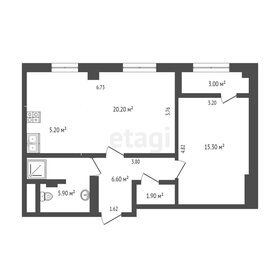 Квартира 54,9 м², 1-комнатная - изображение 1