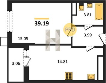 Квартира 39,2 м², 1-комнатная - изображение 1