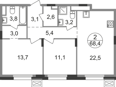 67,4 м², 2-комнатная квартира 13 924 462 ₽ - изображение 13