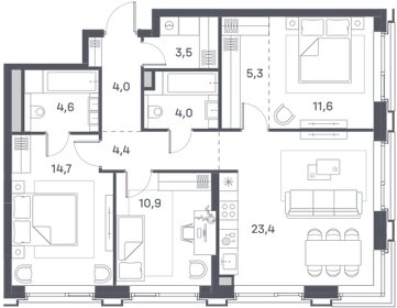 86,8 м², 3-комнатная квартира 38 573 920 ₽ - изображение 11