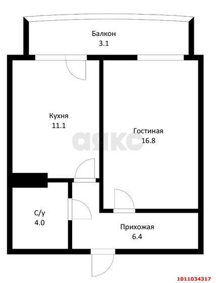 41,4 м², 1-комнатная квартира 4 300 000 ₽ - изображение 1