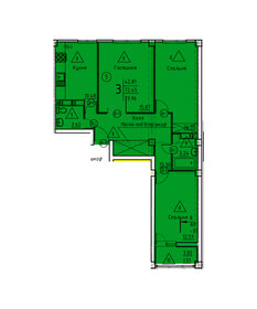 Квартира 74 м², 3-комнатная - изображение 1