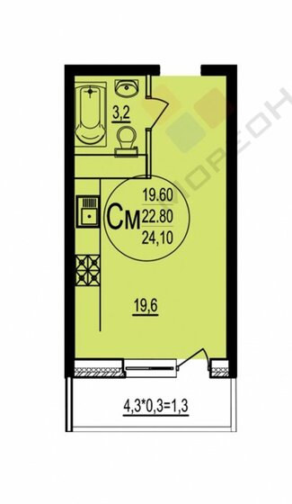 24,1 м², квартира-студия 2 900 000 ₽ - изображение 1