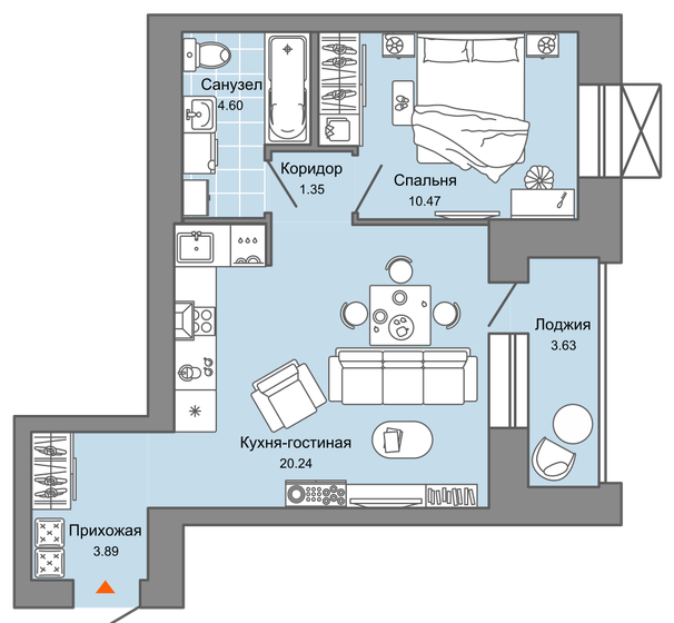 42 м², 2-комнатная квартира 6 245 338 ₽ - изображение 1