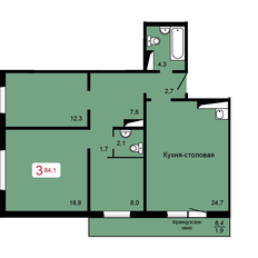 Квартира 84,1 м², 3-комнатная - изображение 2