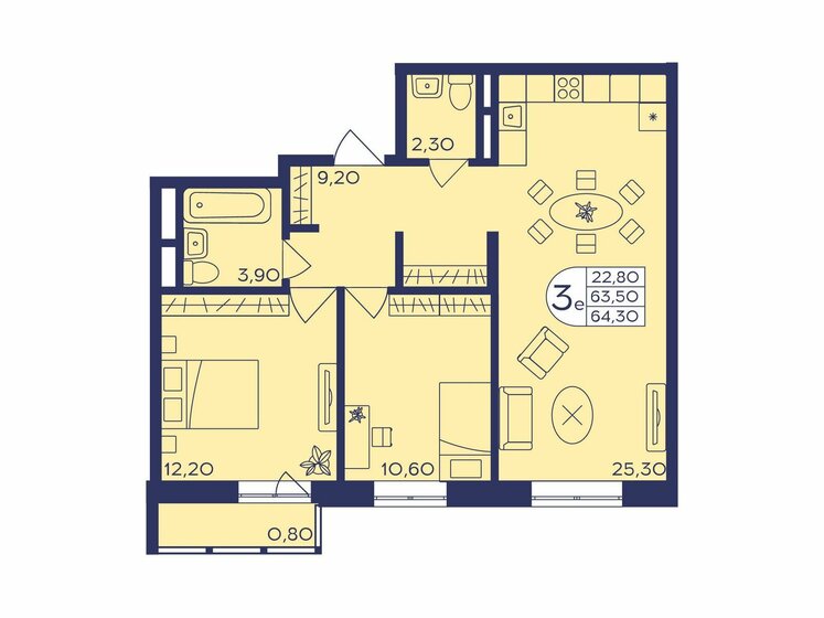 64,3 м², 2-комнатная квартира 10 355 515 ₽ - изображение 15