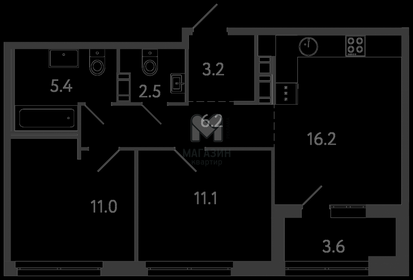 Квартира 57,4 м², 2-комнатная - изображение 2