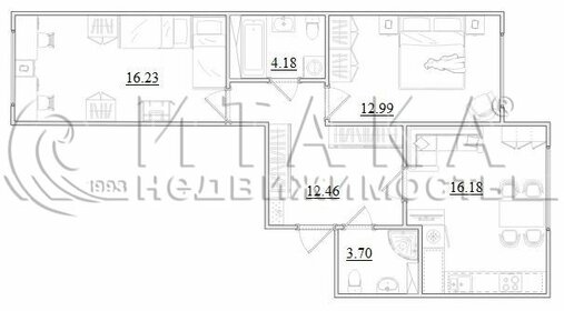 Квартира 66,6 м², 2-комнатная - изображение 1